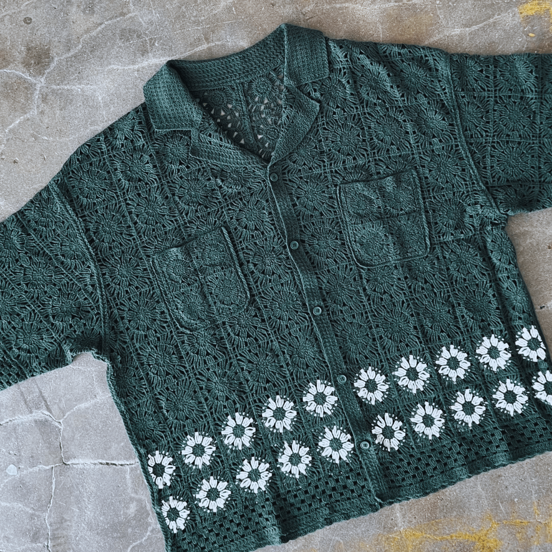 FLOWER BOY CROCHET SHIRT (GREEN)