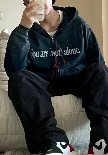 SECOND ANGEL LILITH CROPPED ZIP-UP HOODIE