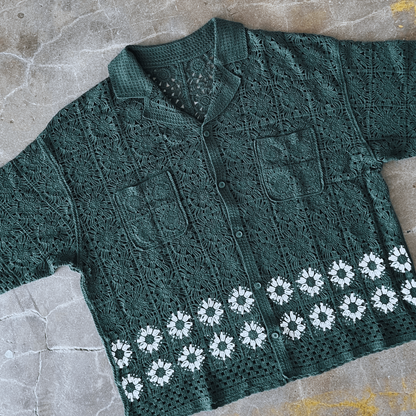 FLOWER BOY CROCHET SHIRT (GREEN)