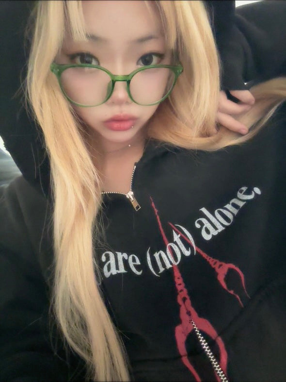 SECOND ANGEL LILITH CROPPED ZIP-UP HOODIE