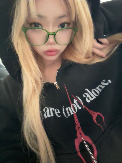 SECOND ANGEL LILITH CROPPED ZIP-UP HOODIE