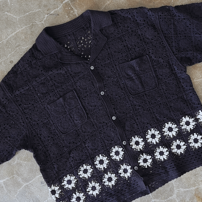 FLOWER BOY CROCHET SHIRT (BLACK)