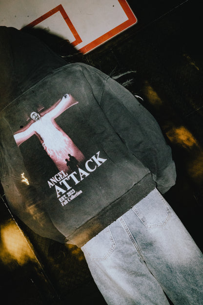 SECOND ANGEL LILITH CROPPED ZIP-UP HOODIE