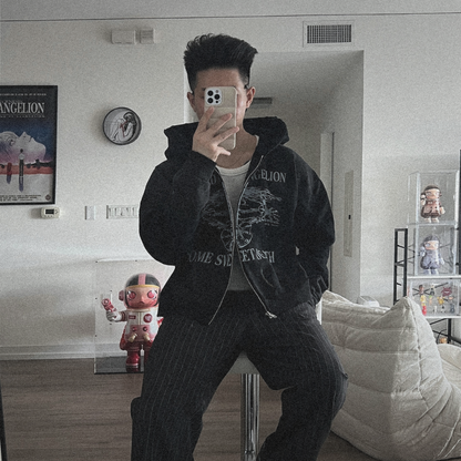 TREE OF LIFE CROPPED ZIP-UP HOODIE