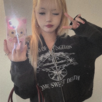 TREE OF LIFE CROPPED ZIP-UP HOODIE