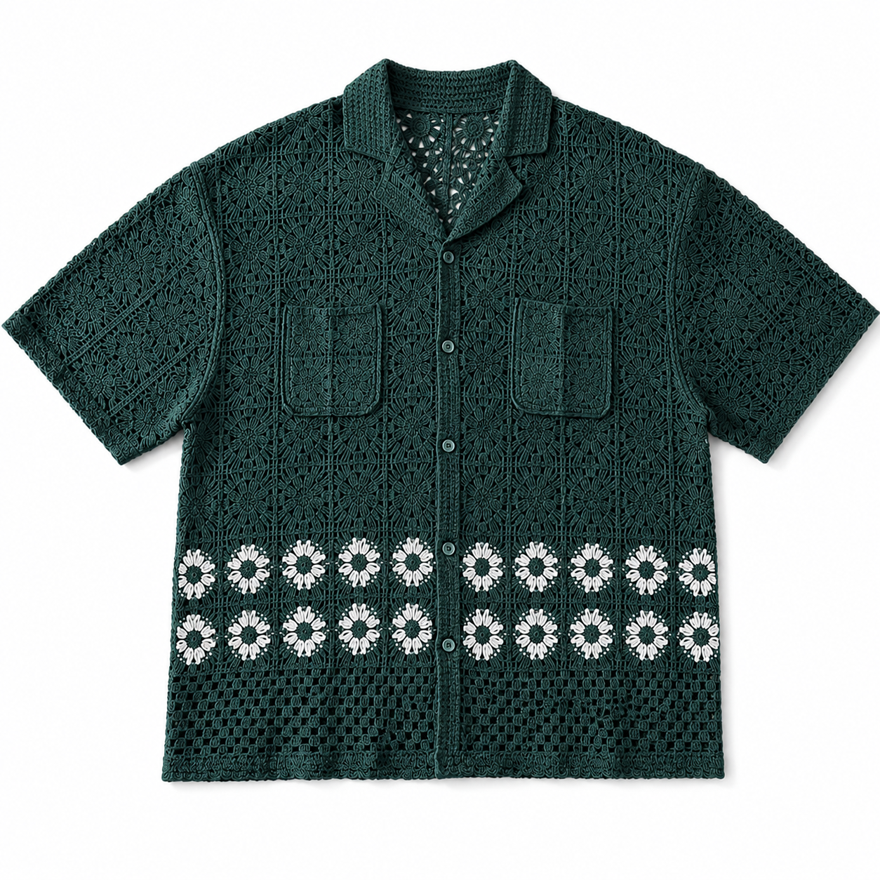 FLOWER BOY CROCHET SHIRT (GREEN)