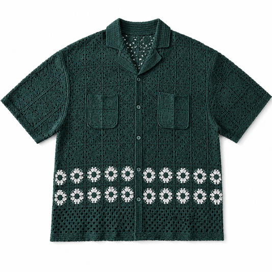 FLOWER BOY CROCHET SHIRT (GREEN)
