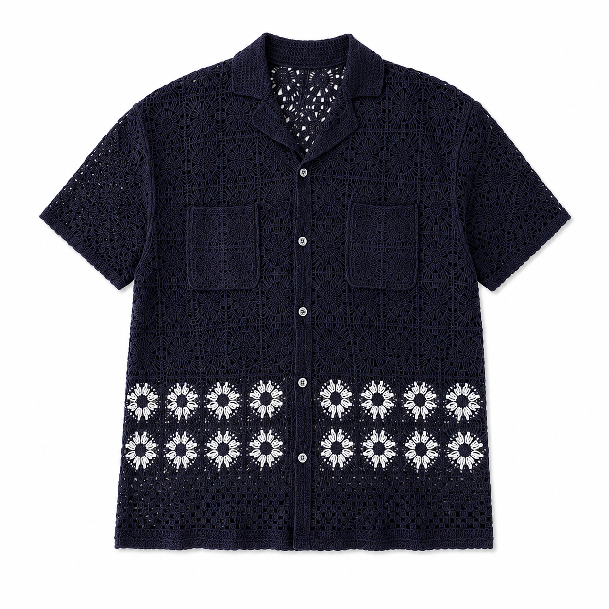 FLOWER BOY CROCHET SHIRT (BLACK)