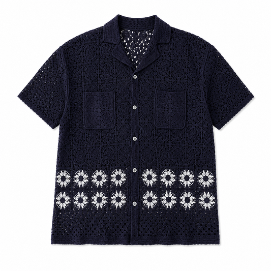 FLOWER BOY CROCHET SHIRT (BLACK)