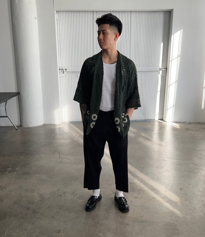 FLOWER BOY CROCHET SHIRT (GREEN)