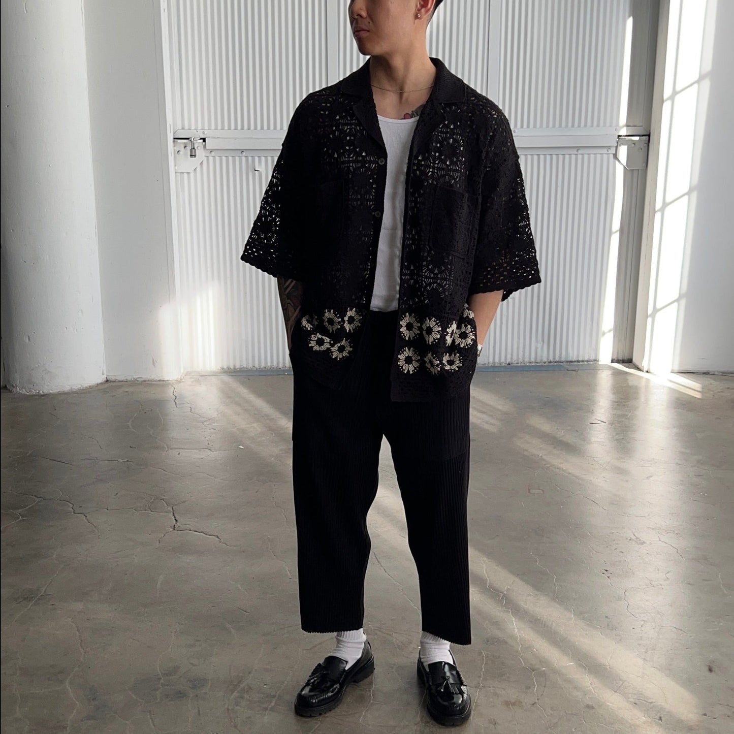 FLOWER BOY CROCHET SHIRT (BLACK)
