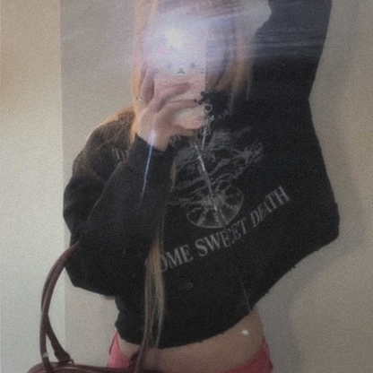 TREE OF LIFE CROPPED ZIP-UP HOODIE