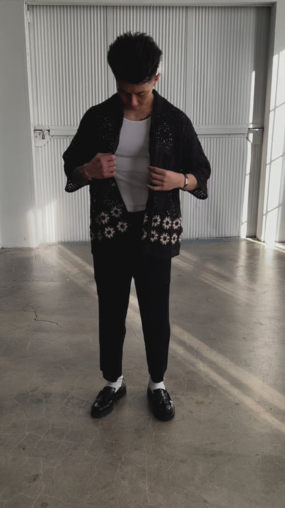 FLOWER BOY CROCHET SHIRT (BLACK)