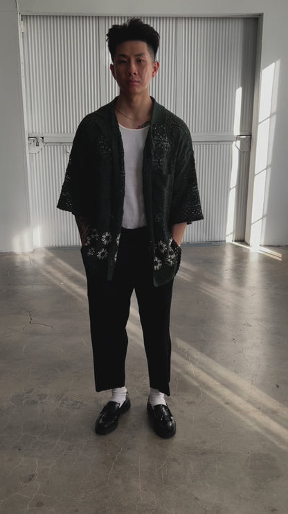FLOWER BOY CROCHET SHIRT (GREEN)